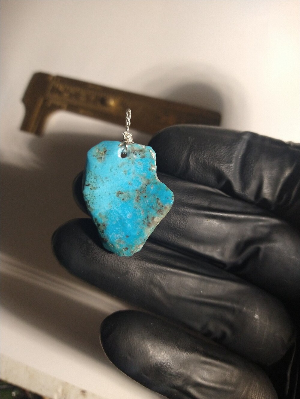 Natural Kingman Turquoise Freeform Sterling Silver Pendant
